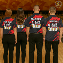 Load image into Gallery viewer, Custom Red Funny Bowling Tournament Jersey for Women Bowling Team Shirts Polo &amp; 1/4 Zip HNT178