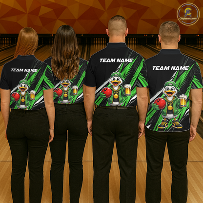 Custom Green Beer Duck Bowling Shirt for Men Duck Funny Beer Bowling Team Jersey HNT276