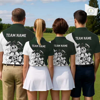 Green White Funny Golf Ball Pattern Mens Golf Polo Shirts Custom Golf Outfits Men, Green Golf Tops NHT785