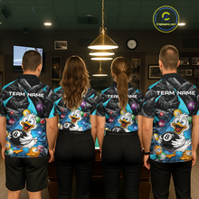 Load image into Gallery viewer, Custom Turquoise Funny Duck 8 Ball Pool Shirts Billiard Shirt for Men Billiard Team Jersey League NNT172