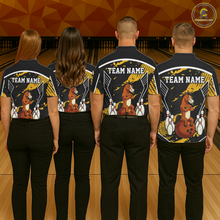 Load image into Gallery viewer, Custom Yellow Funny Horse Bowling Tournament Jersey for Men Bowling Team Shirts Polo &amp; 1/4 Zip HNT180