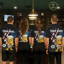 Load image into Gallery viewer, Custom Funny US Flag Beer 8 Ball Pool Women Billiard Polo &amp; 1/4 Zip, Billiard Shirt, Billiard Team Jerseys NNT146