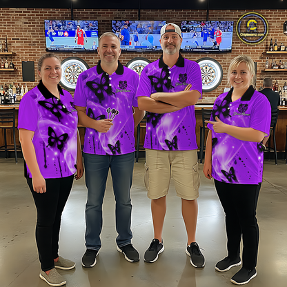 Custom Purple Galaxy Butterflies Darts Shirt for Men Darts Team Jerseys Dartboard Shirt NNT261