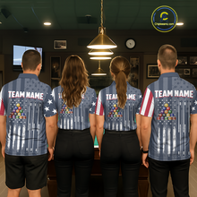 Load image into Gallery viewer, Custom American Flag Billiard Team Shirts for Women Patriotic Billiard Jersey Polo &amp; 1/4 Zip Pool Shirt BHT24