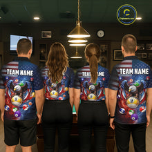 Load image into Gallery viewer, Blue &amp; Red Flames Eagle 8 Ball 9 Ball Pool Billiard Shirt For Men Custom US Flag Billiard Jersey NYN3050