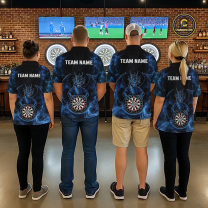 Custom Blue Dragon Darts Board Dart Shirts For Men Darts Team Jerseys Polo & 1/4 Zip NNT121