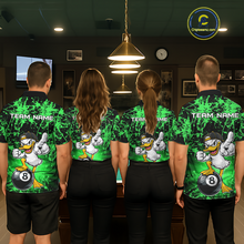 Load image into Gallery viewer, Custom Green Funny Duck Billiard Shirt for Women Billiard Team Jersey League 8 Ball Pool Shirts NNT171