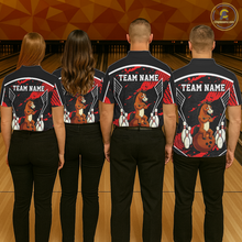 Load image into Gallery viewer, Custom Red Funny Horse Bowling Tournament Jersey for Women Bowling Team Shirts Polo &amp; 1/4 Zip HNT180