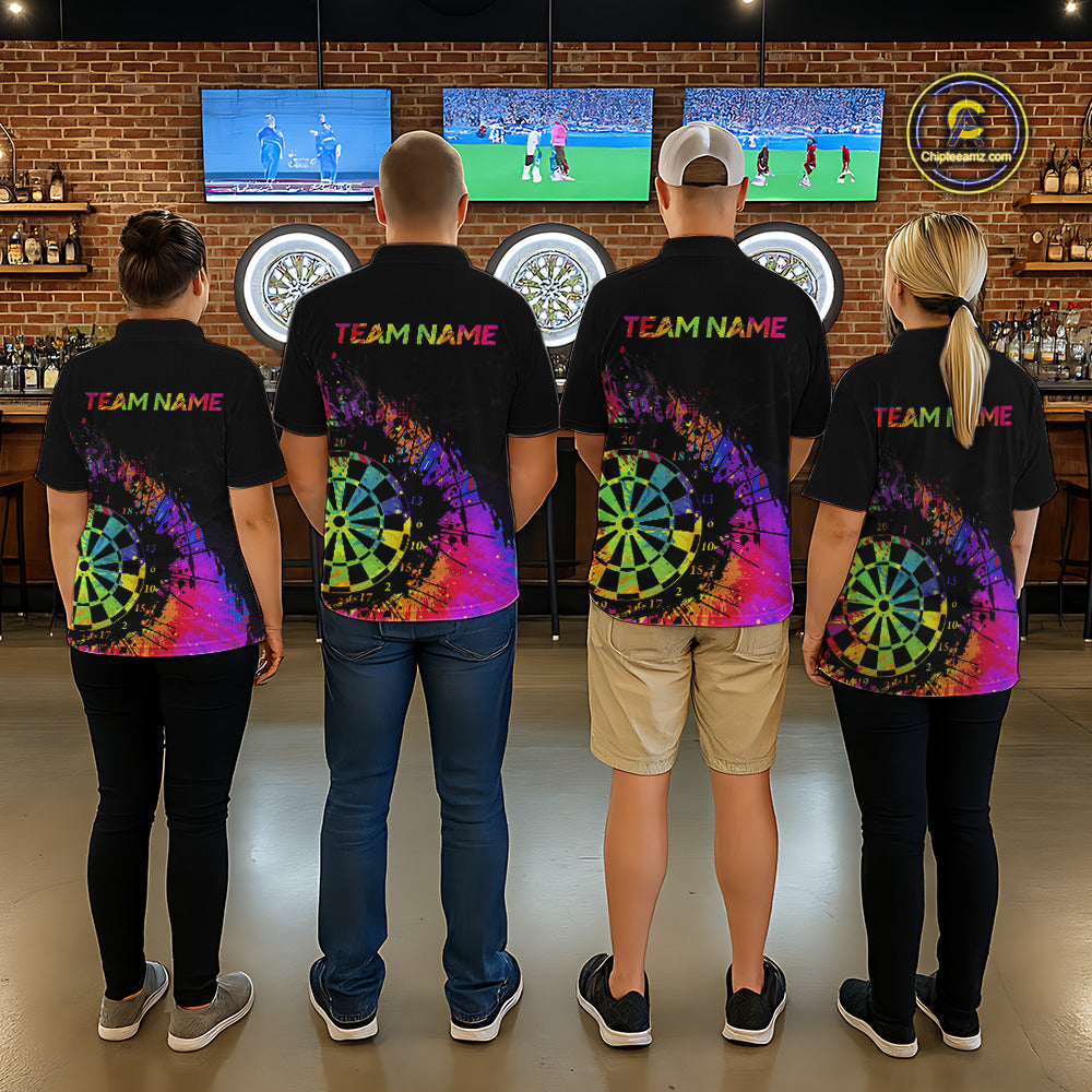 Colorful Splatter Dartboard Grunge Dart Quarter-Zip Shirts For Women Custom Name For Darters NYN2281