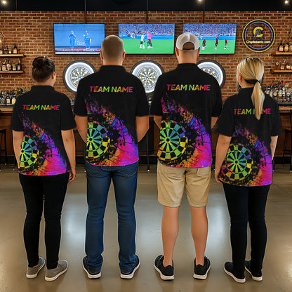 Colorful Splatter Dartboard Grunge Dart Quarter-Zip Shirts For Women Custom Name For Darters NYN2281