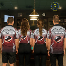 Load image into Gallery viewer, Black And Red 8 Ball Pool Women Billiard Polo &amp; Quarter Zip Shirt Custom 8  Ball Billiard Team Jersey NYN2986