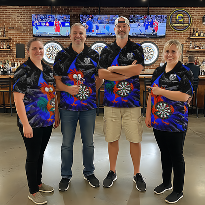Custom Funny Blue Chicken Dart Shirts For Men Dart Board Gifts Darts Team Jerseys Dart League NNT152