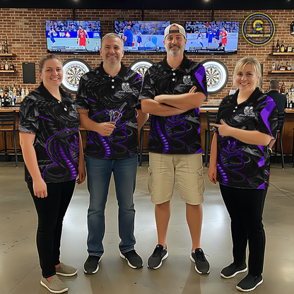 Purple Custom Cobra Snake Dart Shirts for Women Dart Team Jersey Dartboard Gifts Polo & 1/4 Zip NNT162