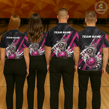 Load image into Gallery viewer, Custom Pink Raccoon Bowling Jersey for Women Bowling Team Shirts Bowling Polo &amp; 1/4 Zip HNT254