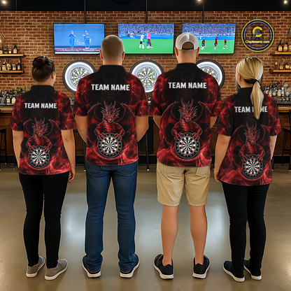 Custom Red Dragon Darts Board Dart Shirts For Women Darts Team Jerseys Polo & 1/4 Zip NNT121