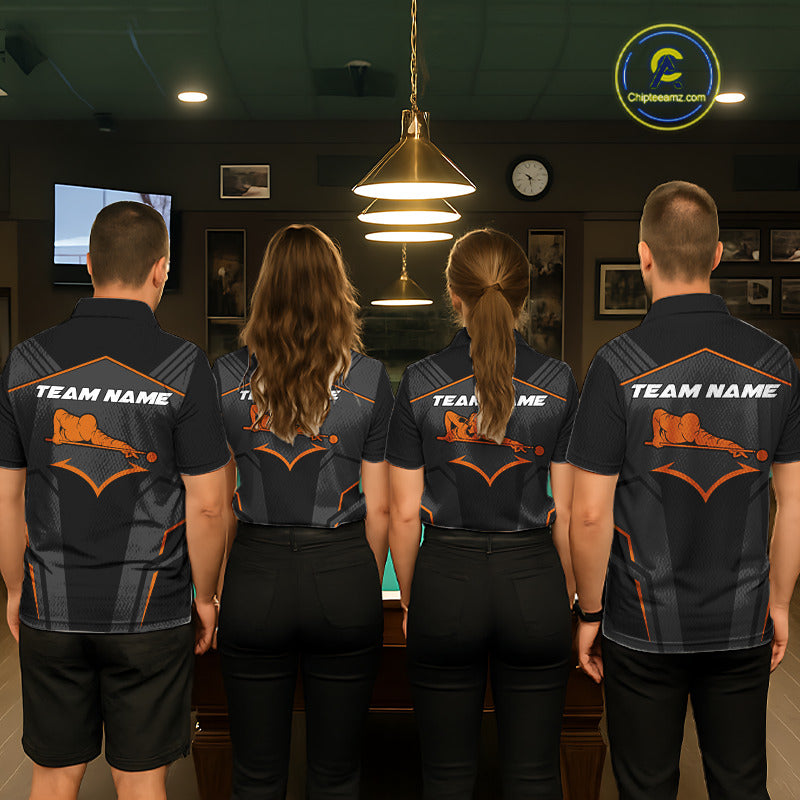 Custom 8 Ball Pool Team Shirts Women's Billiard Attire Personalized Billiard Ballls Gifts|Orange NYN2395
