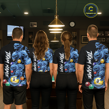 Load image into Gallery viewer, Custom Blue Flame Skull 9 Ball Pool Billiard Shirt for Men Polo &amp; 1/4 Zip, Billiard Team Jerseys NNT159