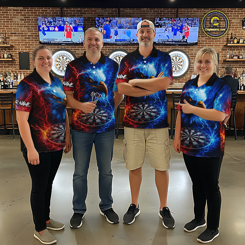 Custom Lightning Thunder Eagle Dart Shirts for Women Darts Team Jerseys Polo & 1/4 Zip NNT137