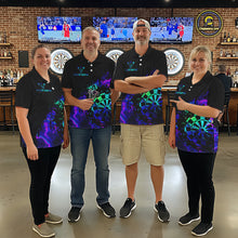 Load image into Gallery viewer, Blue Holographic Dartboard Grunge Darts Polo Shirts For Women Custom Name For Darters NYN2706