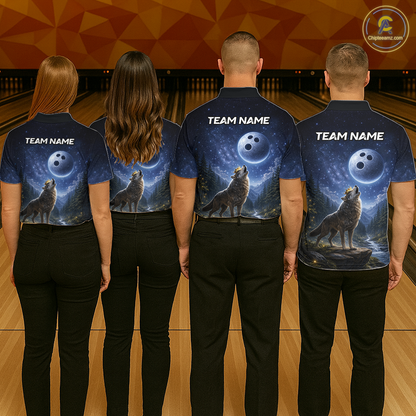 Custom Majestic Wolf Bowling Shirt for Women King Crown Bowling Jersey Polo & Quarter-Zip QZT964