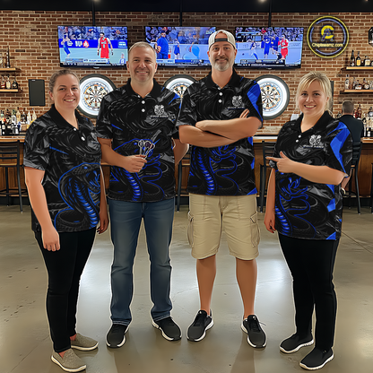 Blue Custom Cobra Snake Dart Shirts for Men Dart Team Jersey Dartboard Gifts Polo & 1/4 Zip NNT162