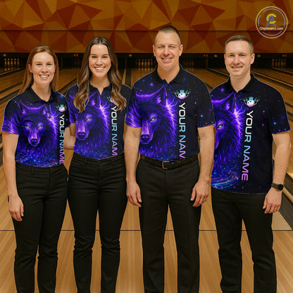 Custom Galaxy Wolf Bowling Jersey for Men Bowling Uniform Polo &1/4 Zip Bowling Team Shirts HNT251