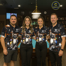 Load image into Gallery viewer, Custom Orange Funny Raccoon Billiard Shirt for Men 8 Ball Pool Billiard Jersey Polo &amp; 1/4-Zip BHT5