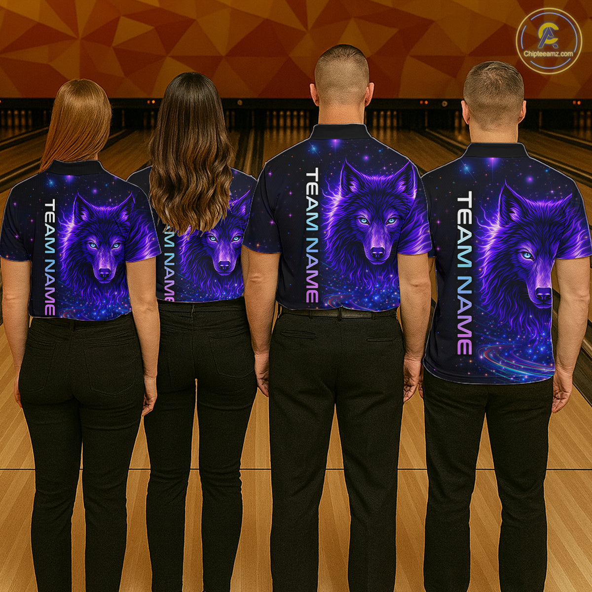 Custom Galaxy Wolf Bowling Jersey for Women Bowling Uniform Polo &1/4 Zip Bowling Team Shirts HNT251