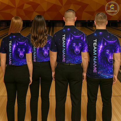 Custom Galaxy Wolf Bowling Jersey for Women Bowling Uniform Polo &1/4 Zip Bowling Team Shirts HNT251