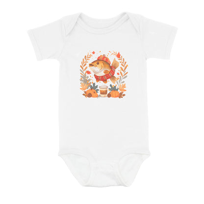 Cute Fish Enjoy The Autumn Fall Fishing Infant Fishing Shirts, Thanksgiving Baby Onesie IPHW7151