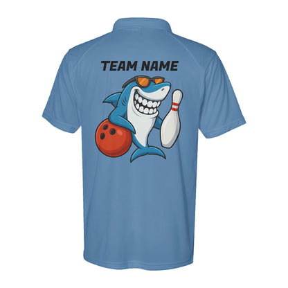 Funny Shark Bowling Performance Polo Bowling Shirts Custom Team Name Bowling Jerseys D03 NQS9872