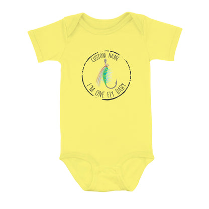 Funny Fishing Infant Bodysuit Custom Infant Fishing Shirts, I'm one fly baby Fishing Baby Onesie NQS8281