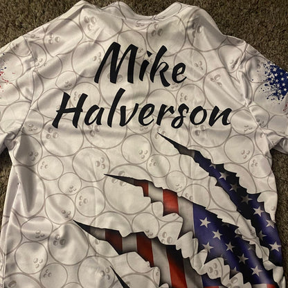 Personalized American Flag Bowling Team Shirts For Men And Women Patriotic Bowling Gifts IPHW5523