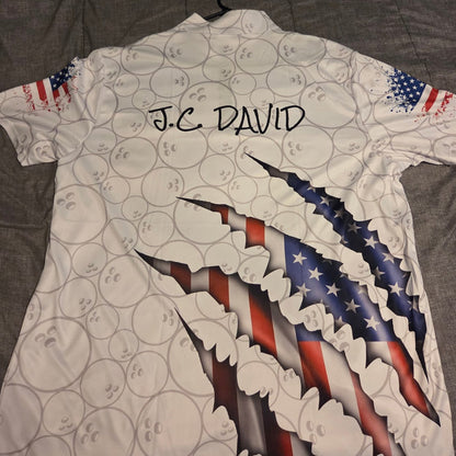Personalized American Flag Bowling Team Shirts For Men And Women Patriotic Bowling Gifts IPHW5523