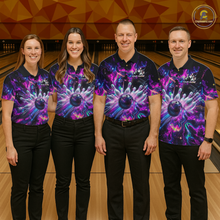Load image into Gallery viewer, Custom Watercolor Pink Purple Bowling Jersey for Men Bowling Team Shirts Polo &amp; 1/4 Zip HNT268