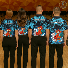 Load image into Gallery viewer, Turquoise Funny Chicken Bowling Jersey for Women Bowling League Bowling Team Shirts Polo &amp; 1/4 Zip HN232
