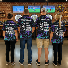 Load image into Gallery viewer, Turquoise-Purple Pattern Aim Shoot Swear Repeat Darts Team Jerseys Dart Shirts For Men NNT168