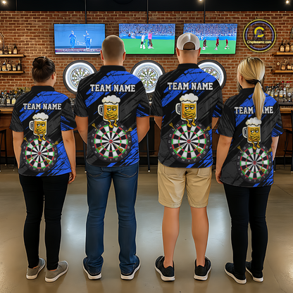 Custom Blue Funny Beer Darts Board Dart Shirts For Women Darts Team Jerseys Dart Tournament NNT120