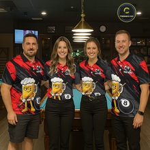 Load image into Gallery viewer, Custom Funny Red Beer 8 Ball Pool Men Billiard Polo &amp; 1/4 Zip, Billiard Shirt, Billiard Team Jerseys NNT146