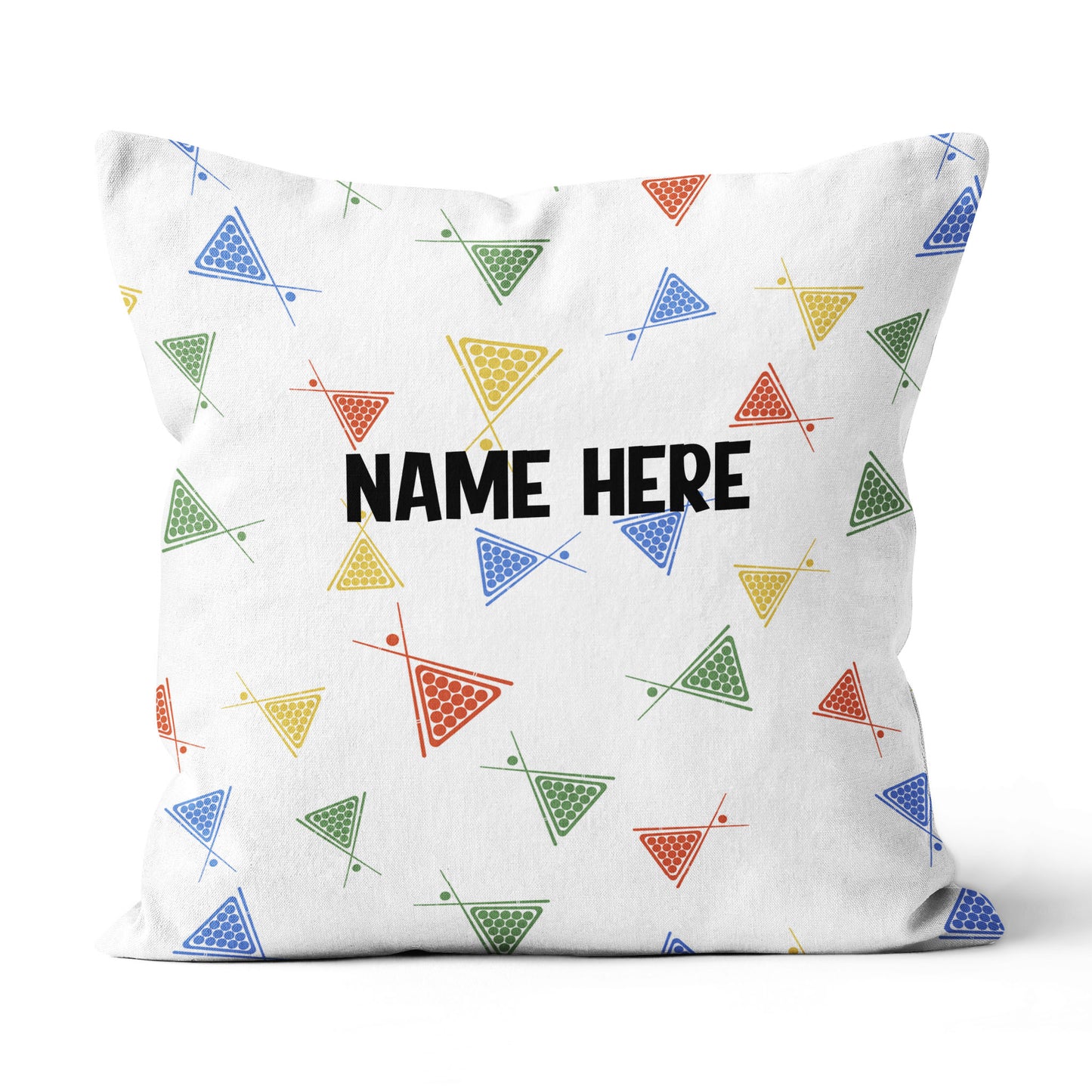 Funny Colorful Billiards Cue And Balls Pattern Custom Name White Pillow TDM0863