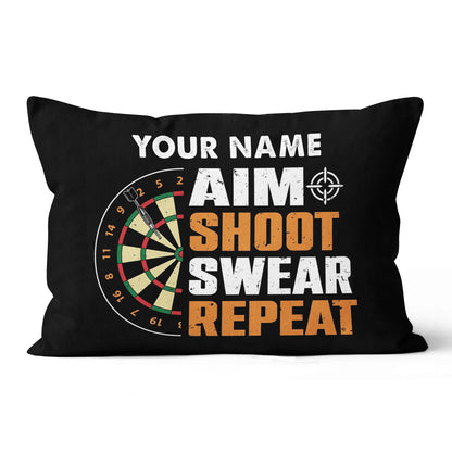 Aim Shoot Swear Repeat Vintage Custom Darts Pillow Personalized Gifts LDT1121