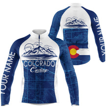 Load image into Gallery viewer, Navy Colorado men women's cycling jersey with 3 pockets UPF50+ full zip mountain bike bmx shirt| SLC167