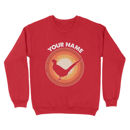 Pheasant Retro Vintage Sunset Custom Name Shirt, Pheasant Hunting Shirt, Gift for Pheasant Lover, Bird Lover Standard Sweatshirt FSD2349D08