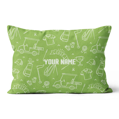 Green Golf Equipment Seamless Custom Name Pillow Personalized Golf Gifts LDT1097