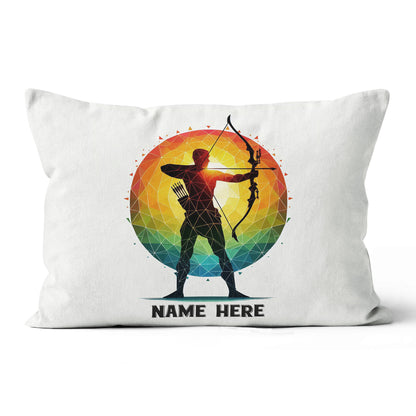 Colorful Men Archer Custom Name White Pillow, Best Archery Pillow Gifts TDM0857
