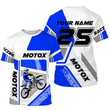 Load image into Gallery viewer, Customizable dirt bike jersey youth kid adult UPF30+ blue riding Motocross off-road extreme shirt PDT75