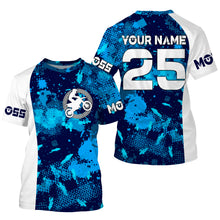 Load image into Gallery viewer, Personalized blue MX jersey extreme UPF30+ kid youth adult Motocross off-road motorcycle shirt PDT70