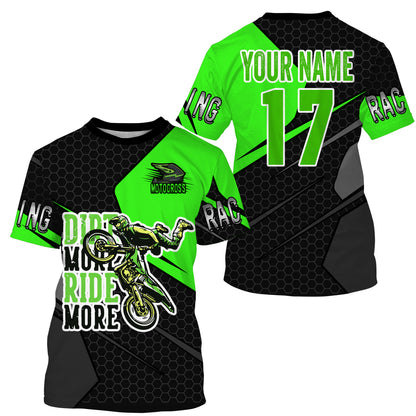 MX custom green adult&kid jersey UPF30+ Dirt More Ride More biker off-road motorcycle racewear PDT51