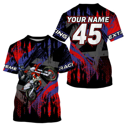 Personalized red MX jersey UPF30+ kid men women racing off-road dirt bike extreme motorcycle PDT56
