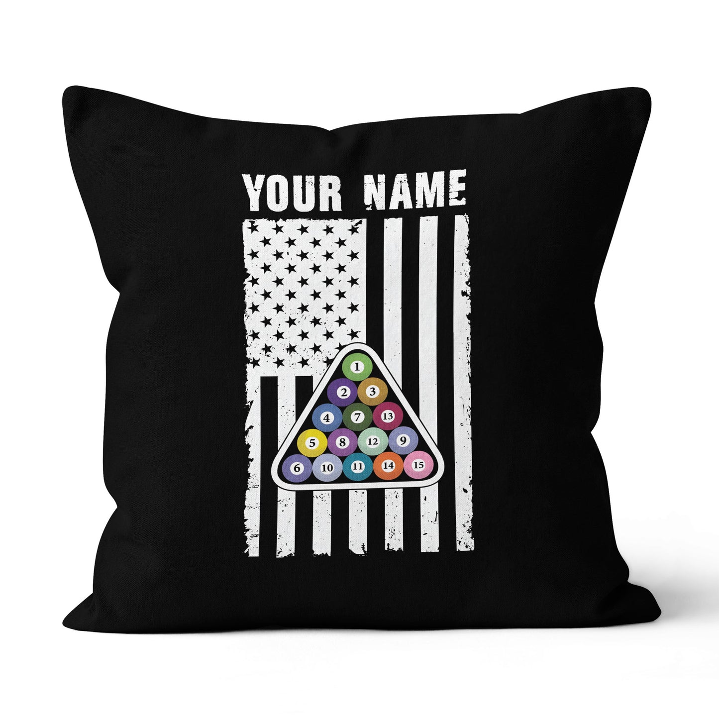 Custom Black White American Flag Billiard Pillow, Patriotic Pillow Gifts TDM0792